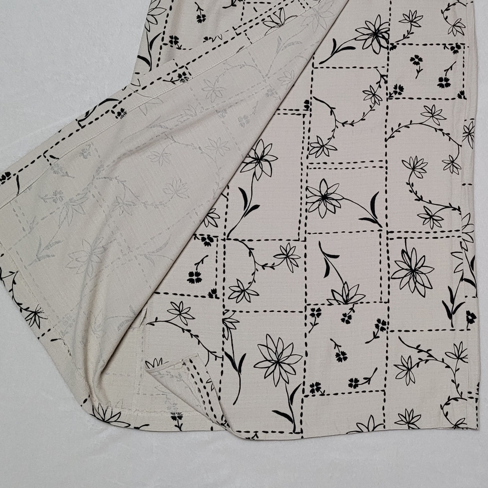 Vintage Studio C Beige Black Patchwork Floral High Rise Midi Wrap Skirt 12 - Picture 8 of 13